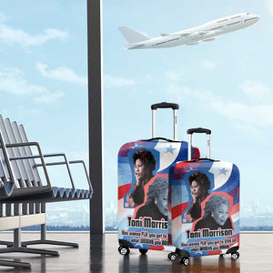 Toni Morrison Luggage Cover Abstract Wings Design Empowering Quote Dual Portrait Celebration of Literary Freedom - African Pride