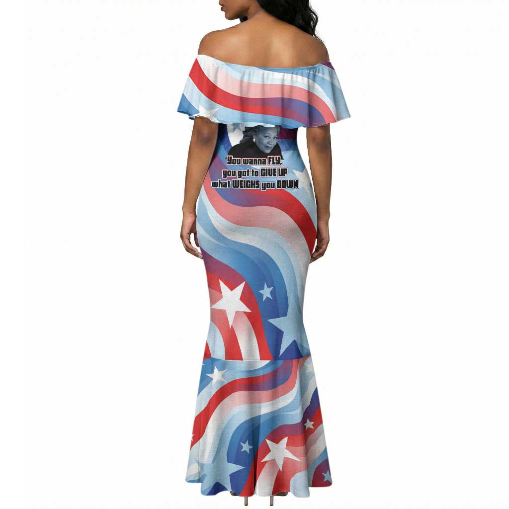 Toni Morrison Mermaid Dress Abstract Wings Design Empowering Quote Dual Portrait Celebration of Literary Freedom - African Pride