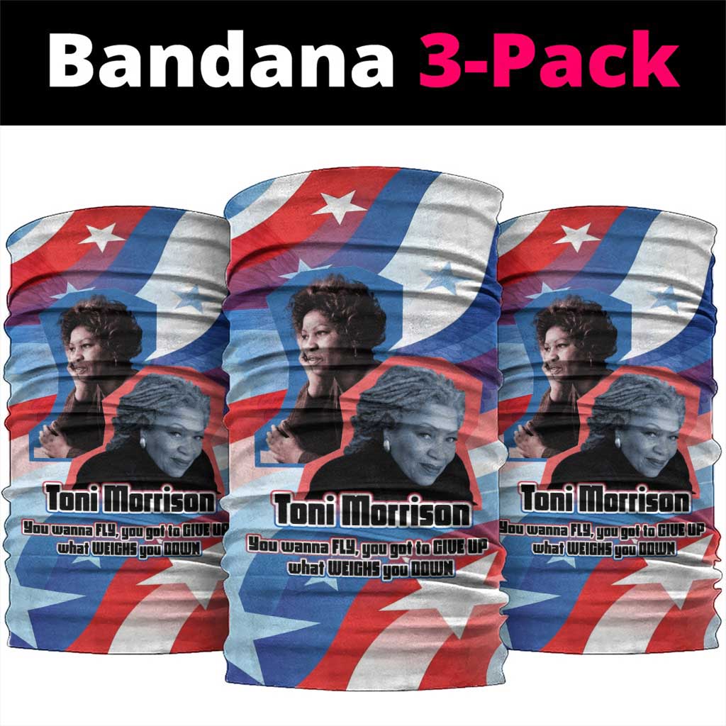 Toni Morrison Neck Gaiter Abstract Wings Design Empowering Quote Dual Portrait Celebration of Literary Freedom - African Pride
