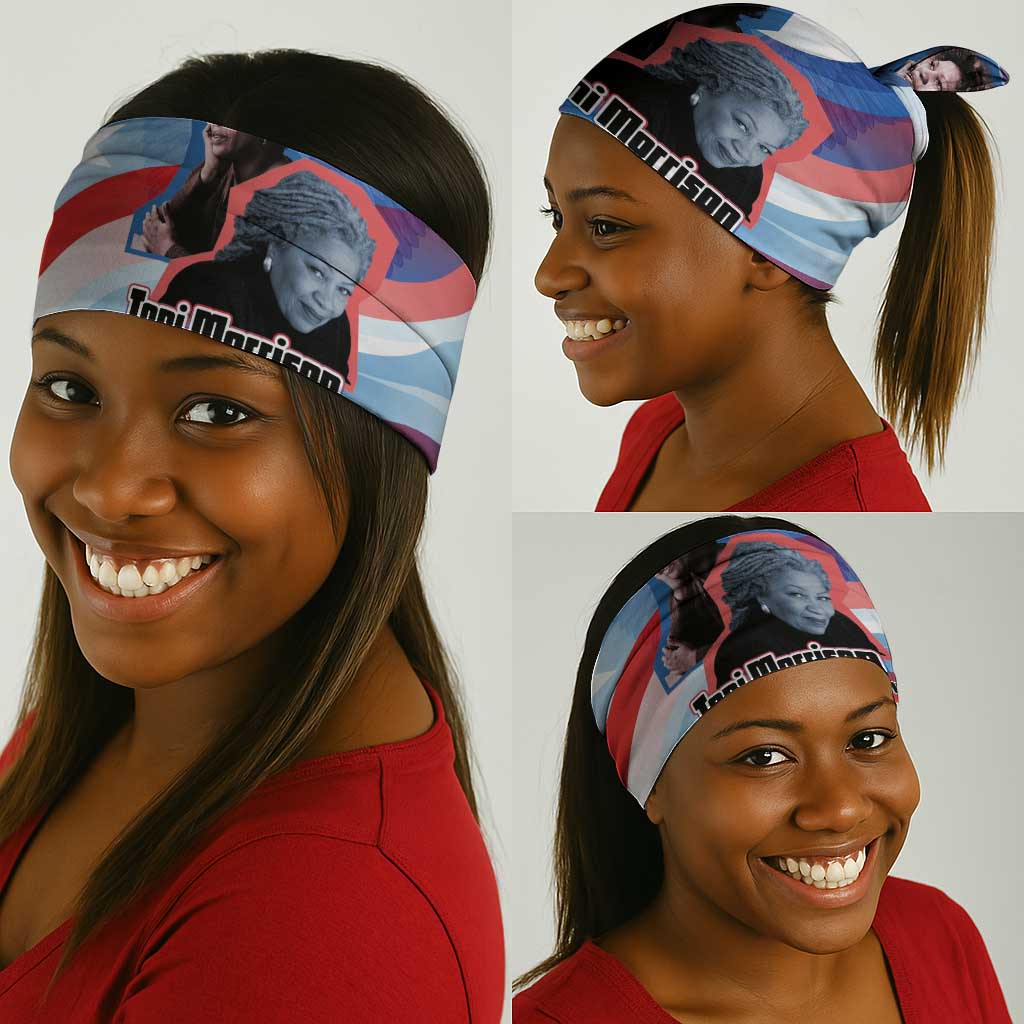 Toni Morrison Neck Gaiter Abstract Wings Design Empowering Quote Dual Portrait Celebration of Literary Freedom - African Pride