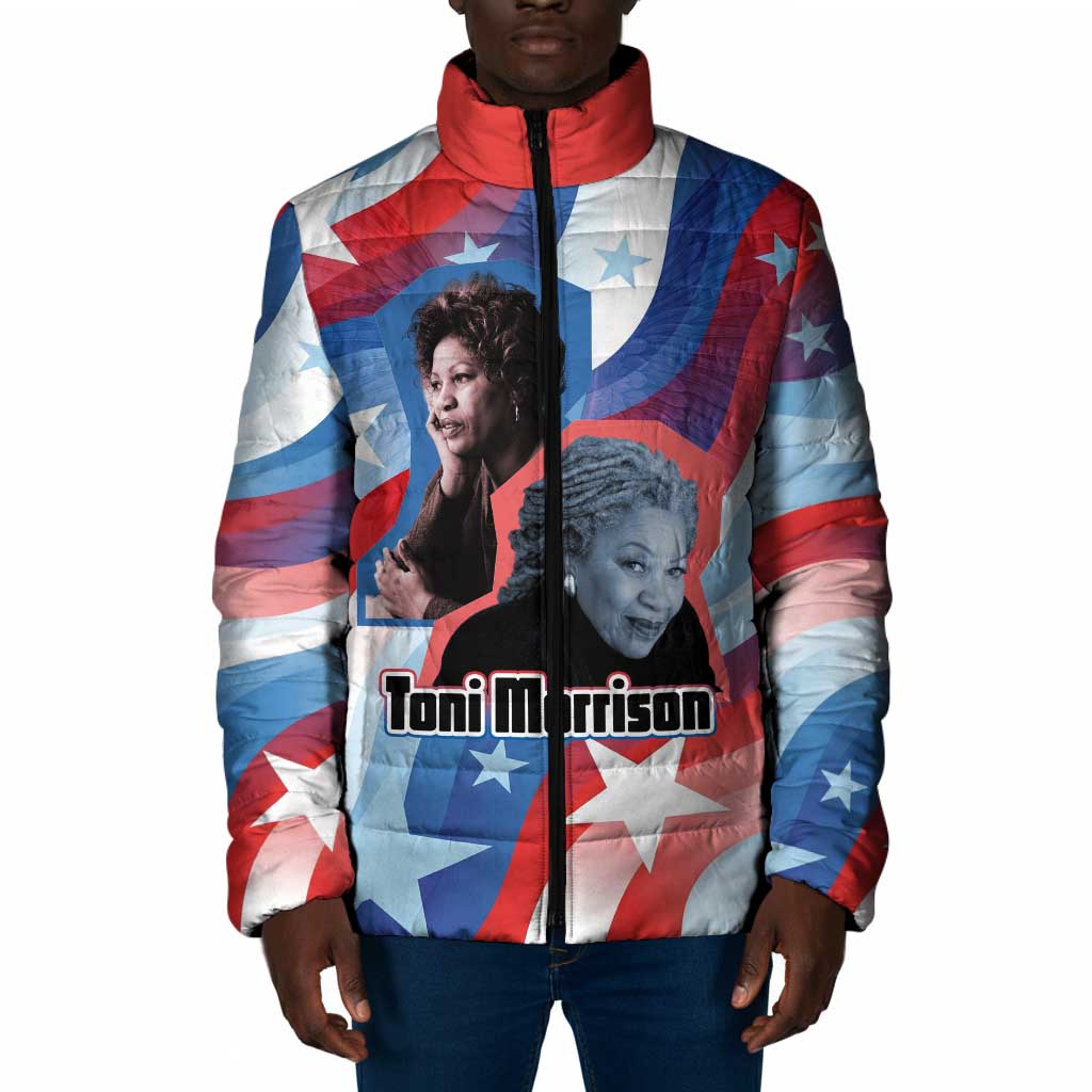 Toni Morrison Padded Jacket Abstract Wings Design Empowering Quote Dual Portrait Celebration of Literary Freedom - African Pride