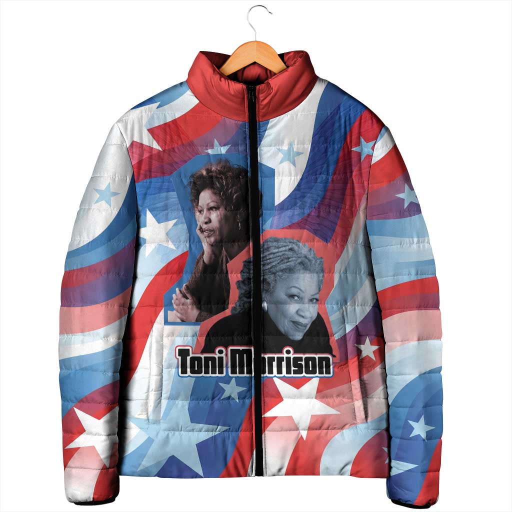 Toni Morrison Padded Jacket Abstract Wings Design Empowering Quote Dual Portrait Celebration of Literary Freedom - African Pride