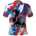 Toni Morrison Polo Shirt Abstract Wings Design Empowering Quote Dual Portrait Celebration of Literary Freedom - African Pride