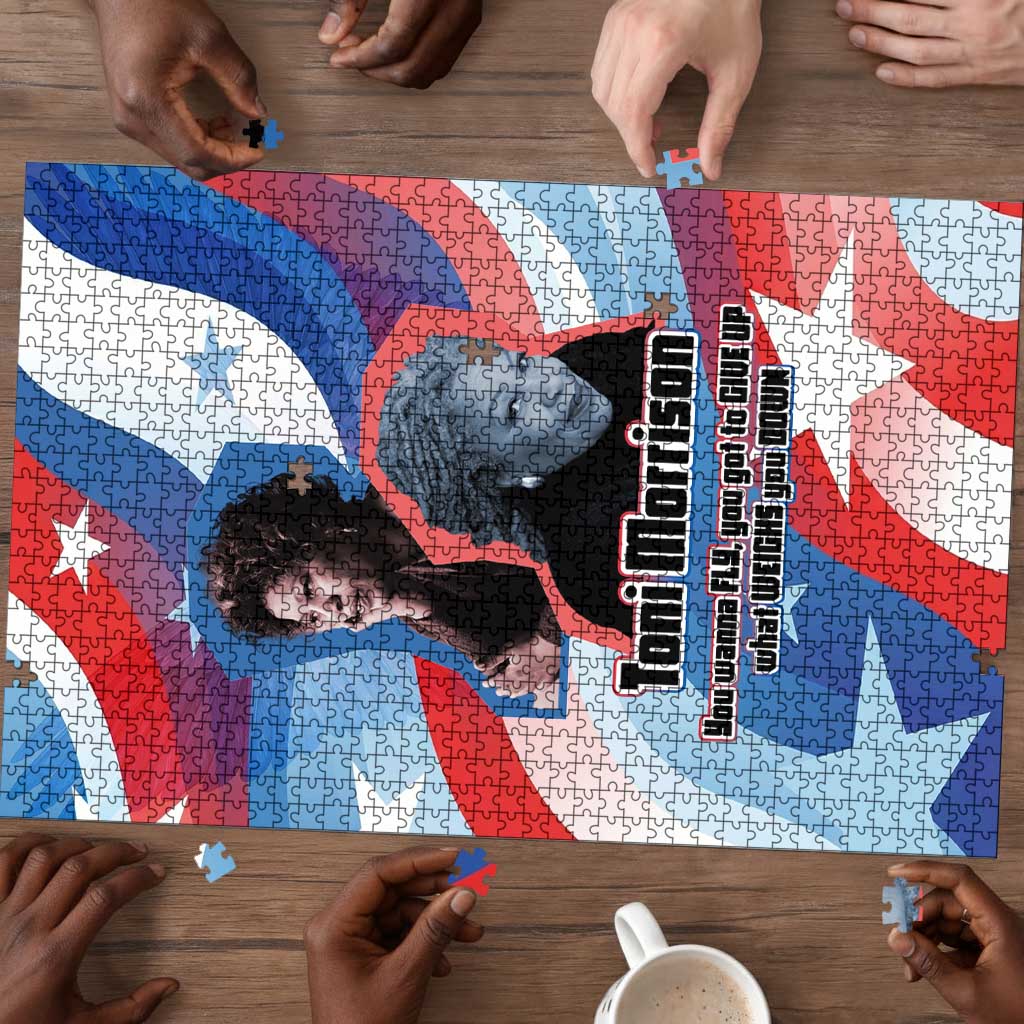 Toni Morrison Puzzle Abstract Wings Design Empowering Quote Dual Portrait Celebration of Literary Freedom - African Pride