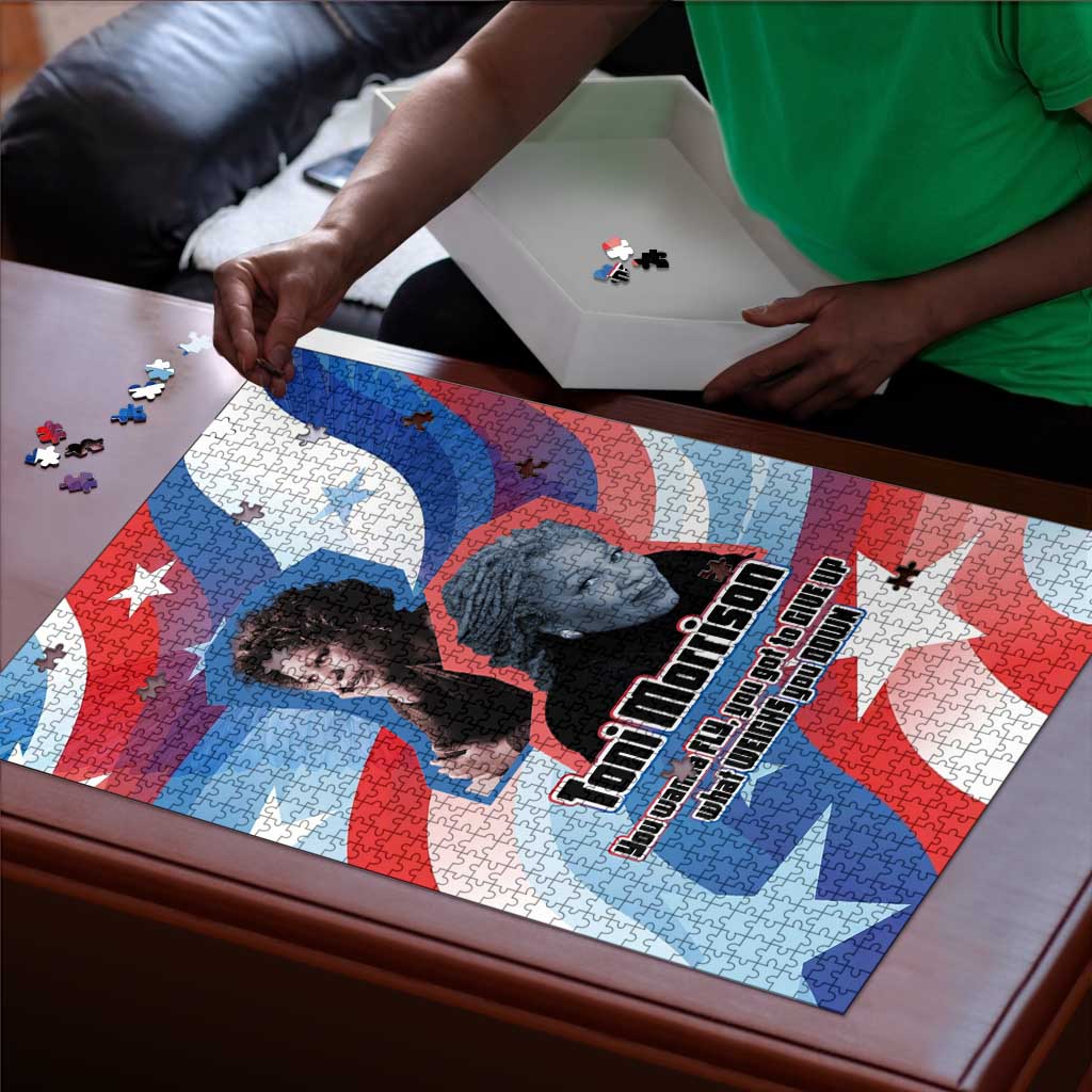 Toni Morrison Puzzle Abstract Wings Design Empowering Quote Dual Portrait Celebration of Literary Freedom - African Pride