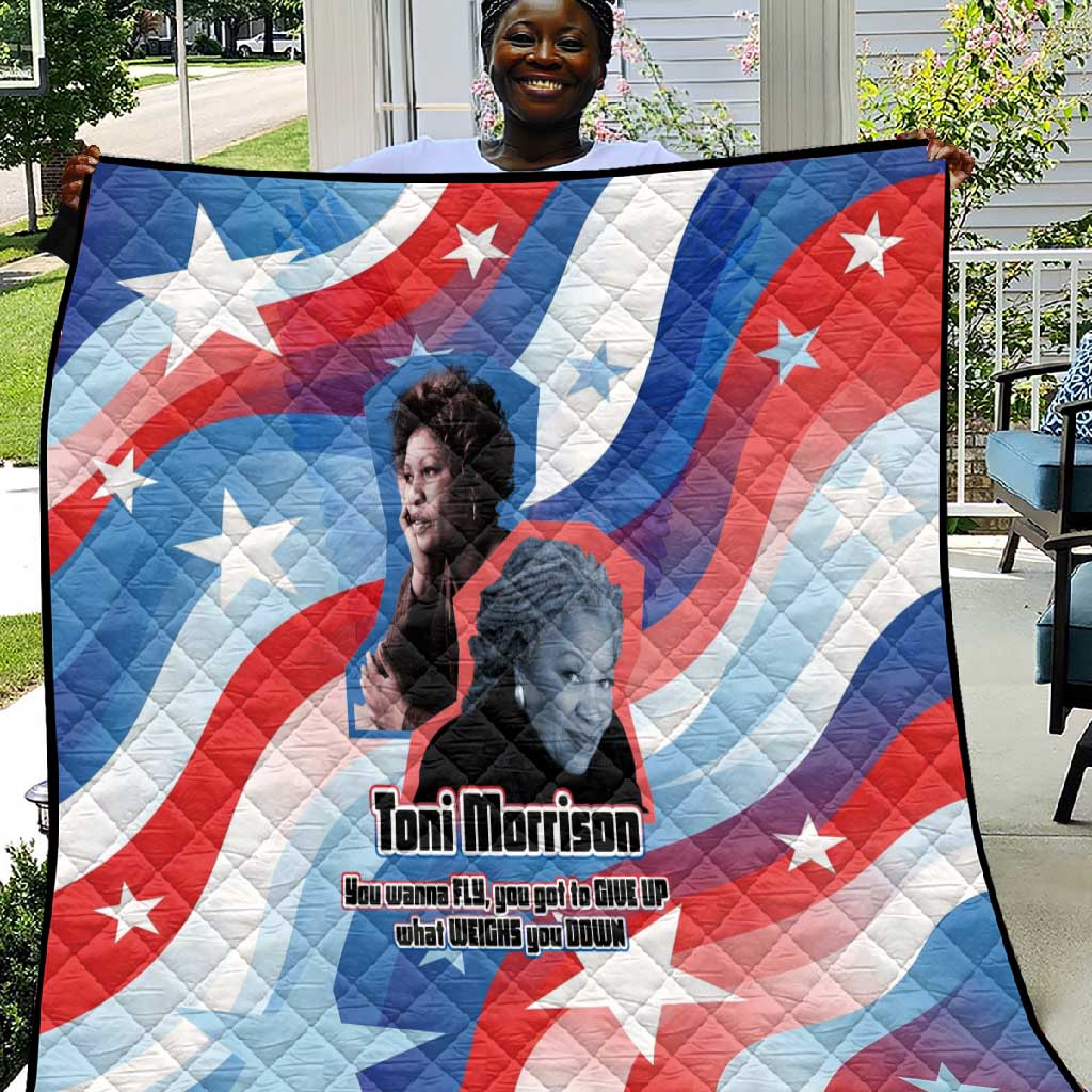 Toni Morrison Quilt Abstract Wings Design Empowering Quote Dual Portrait Celebration of Literary Freedom - African Pride