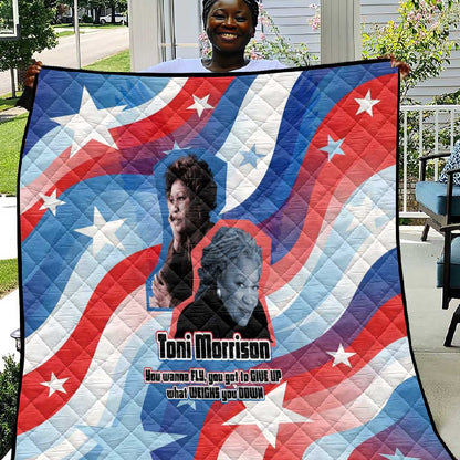 Toni Morrison Quilt Abstract Wings Design Empowering Quote Dual Portrait Celebration of Literary Freedom - African Pride