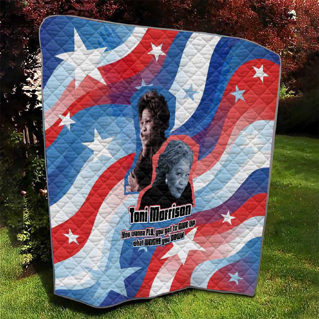Toni Morrison Quilt Abstract Wings Design Empowering Quote Dual Portrait Celebration of Literary Freedom - African Pride