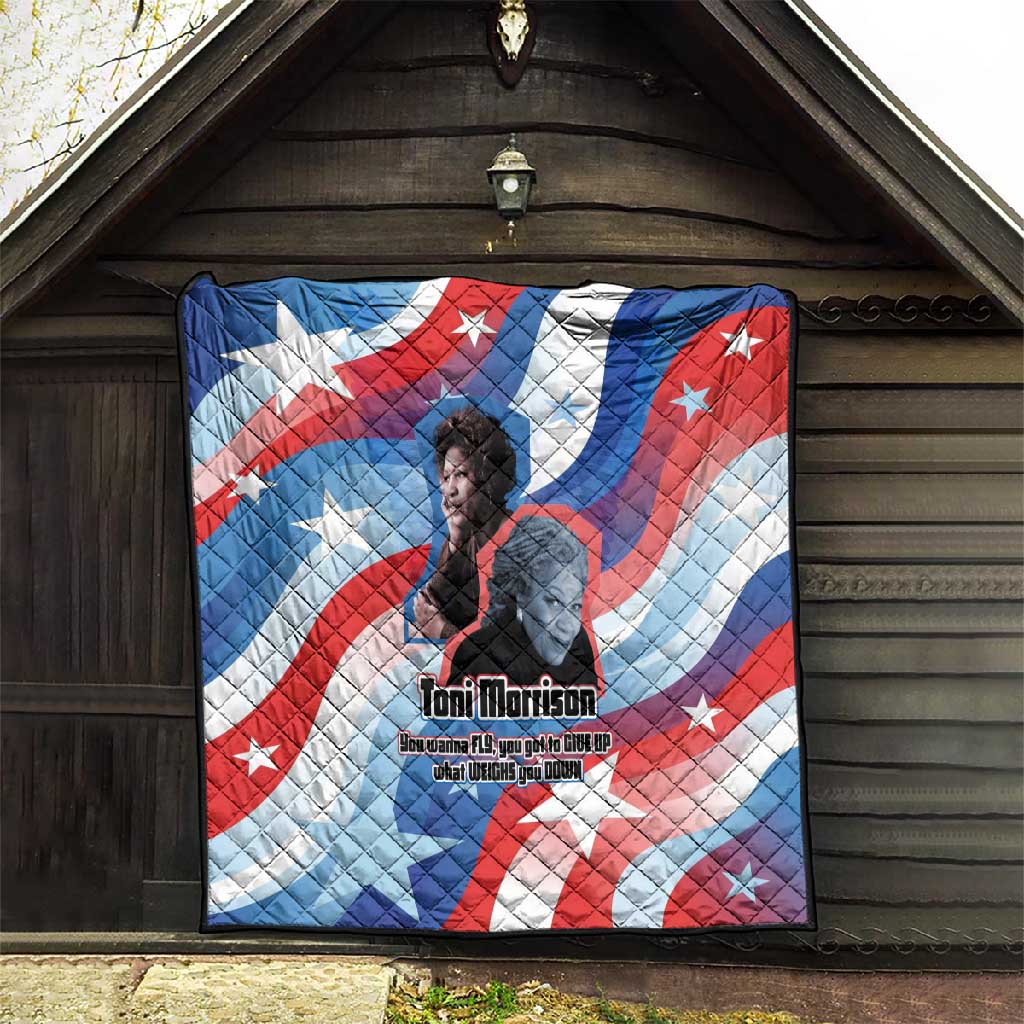 Toni Morrison Quilt Abstract Wings Design Empowering Quote Dual Portrait Celebration of Literary Freedom - African Pride