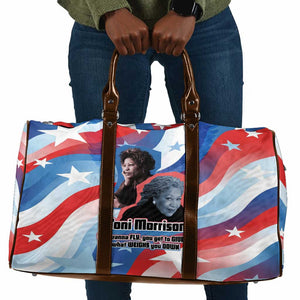 Toni Morrison Travel Bag Abstract Wings Design Empowering Quote Dual Portrait Celebration of Literary Freedom - African Pride