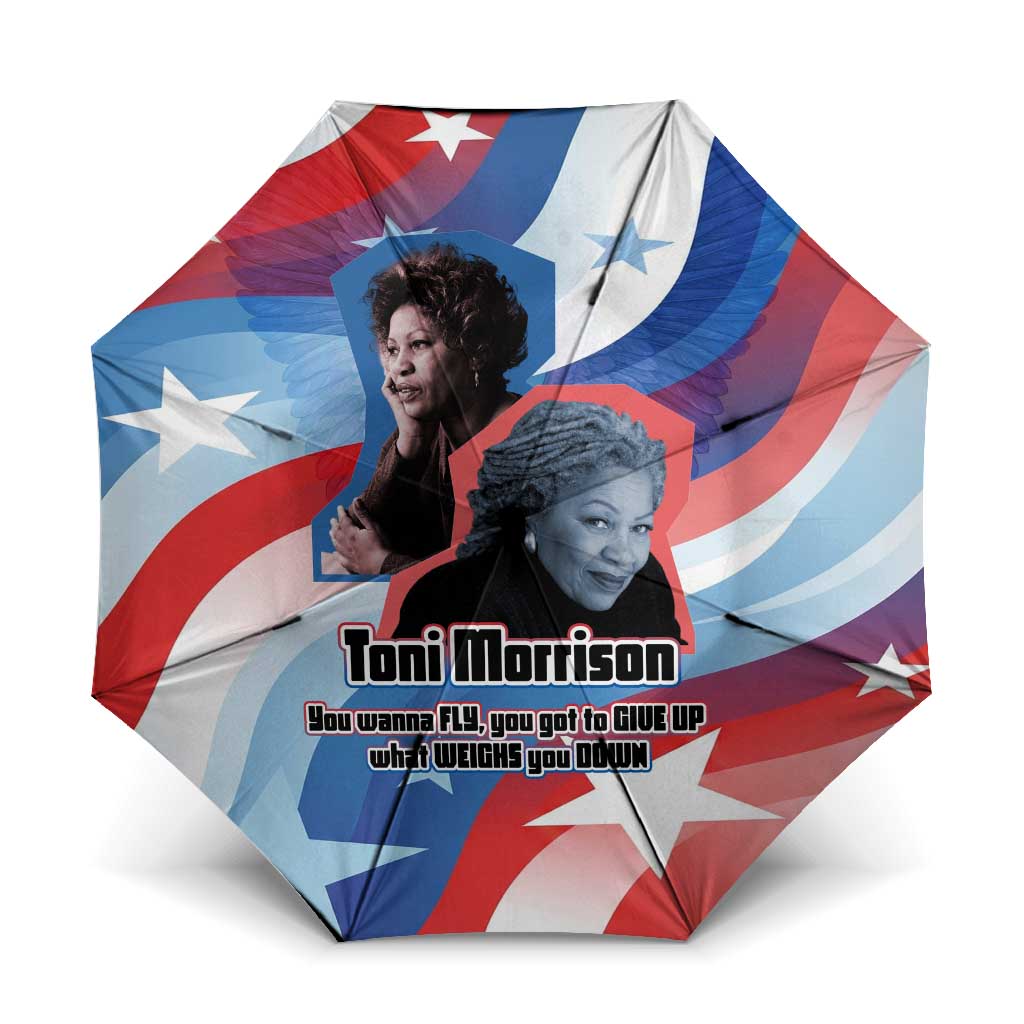 Toni Morrison Umbrella Abstract Wings Design Empowering Quote Dual Portrait Celebration of Literary Freedom - African Pride