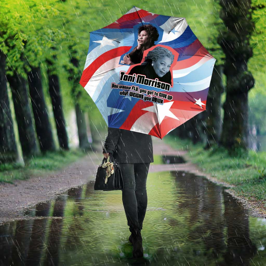 Toni Morrison Umbrella Abstract Wings Design Empowering Quote Dual Portrait Celebration of Literary Freedom - African Pride