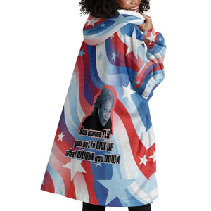 Toni Morrison Wearable Blanket Hoodie Abstract Wings Design Empowering Quote Dual Portrait Celebration of Literary Freedom - African Pride