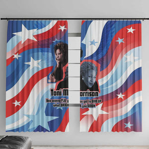 Toni Morrison Window Curtain Abstract Wings Design Empowering Quote Dual Portrait Celebration of Literary Freedom - African Pride