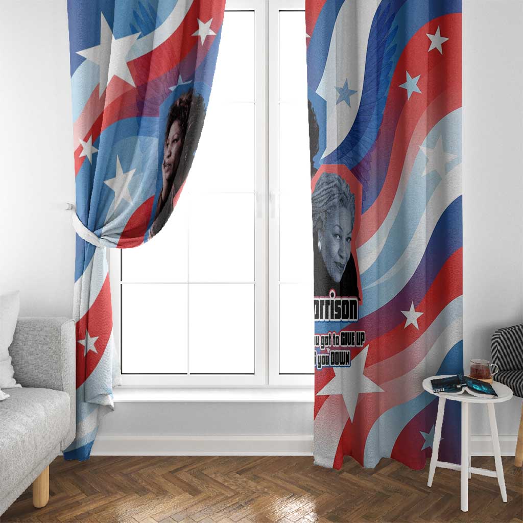 Toni Morrison Window Curtain Abstract Wings Design Empowering Quote Dual Portrait Celebration of Literary Freedom - African Pride