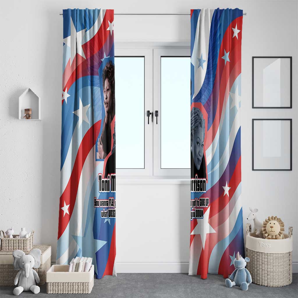 Toni Morrison Window Curtain Abstract Wings Design Empowering Quote Dual Portrait Celebration of Literary Freedom - African Pride