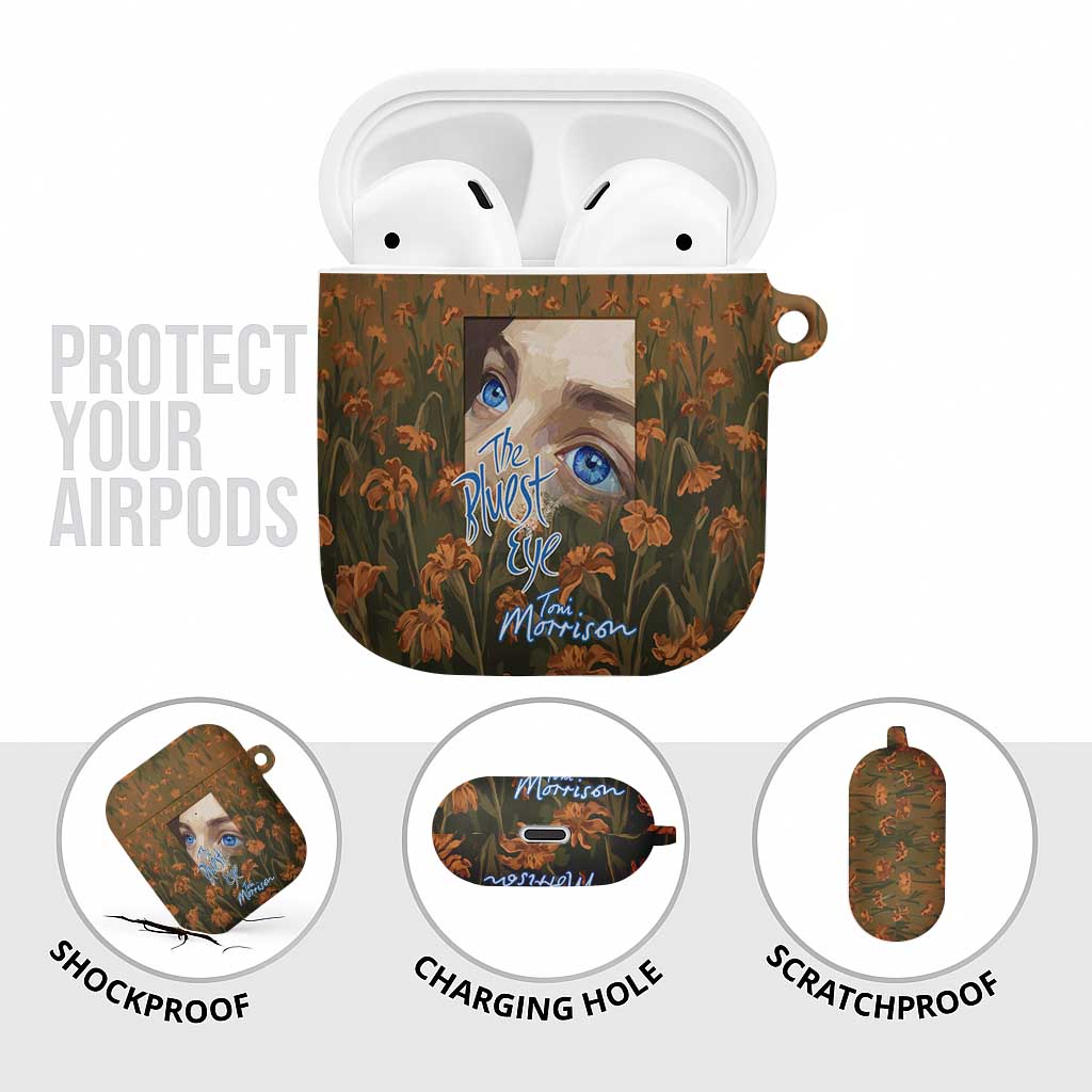 Toni Morrison AirPods Case Floral Themed Design Featuring The Bluest Eye Cover Art Thought-Provoking Quote - African Pride