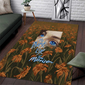 Toni Morrison Area Rug Floral Themed Design Featuring The Bluest Eye Cover Art Thought-Provoking Quote - African Pride