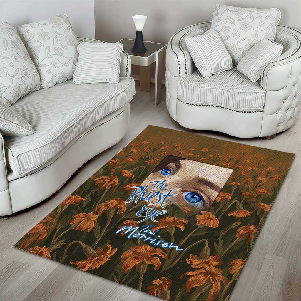 Toni Morrison Area Rug Floral Themed Design Featuring The Bluest Eye Cover Art Thought-Provoking Quote - African Pride