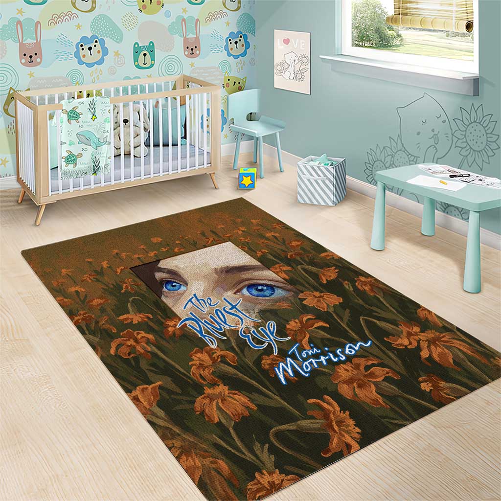 Toni Morrison Area Rug Floral Themed Design Featuring The Bluest Eye Cover Art Thought-Provoking Quote - African Pride