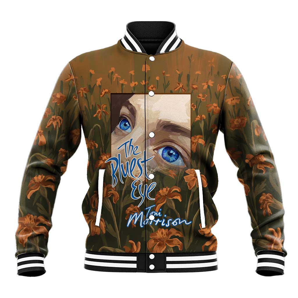 Toni Morrison Baseball Jacket Floral Themed Design Featuring The Bluest Eye Cover Art Thought-Provoking Quote - African Pride
