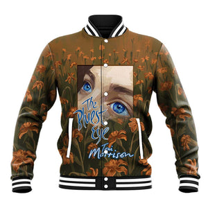 Toni Morrison Baseball Jacket Floral Themed Design Featuring The Bluest Eye Cover Art Thought-Provoking Quote - African Pride