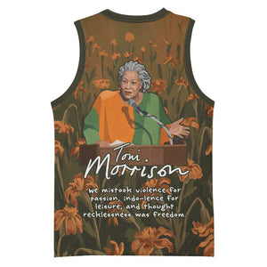 Toni Morrison Basketball Jersey Floral Themed Design Featuring The Bluest Eye Cover Art Thought-Provoking Quote - African Pride