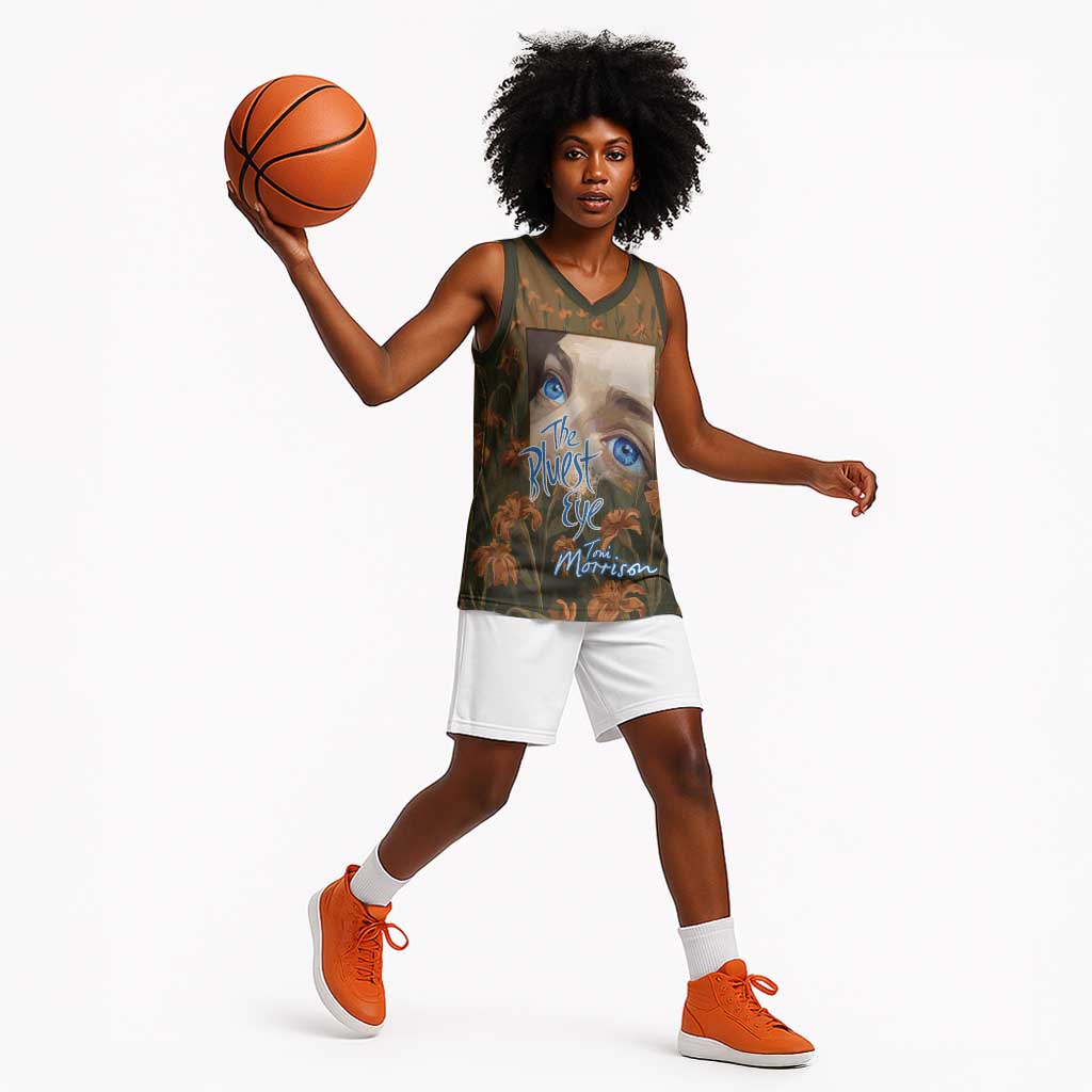 Toni Morrison Basketball Jersey Floral Themed Design Featuring The Bluest Eye Cover Art Thought-Provoking Quote - African Pride