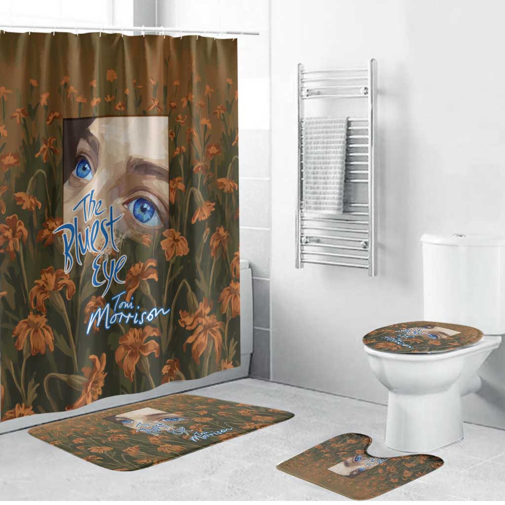 Toni Morrison Bathroom Set Floral Themed Design Featuring The Bluest Eye Cover Art Thought-Provoking Quote - African Pride