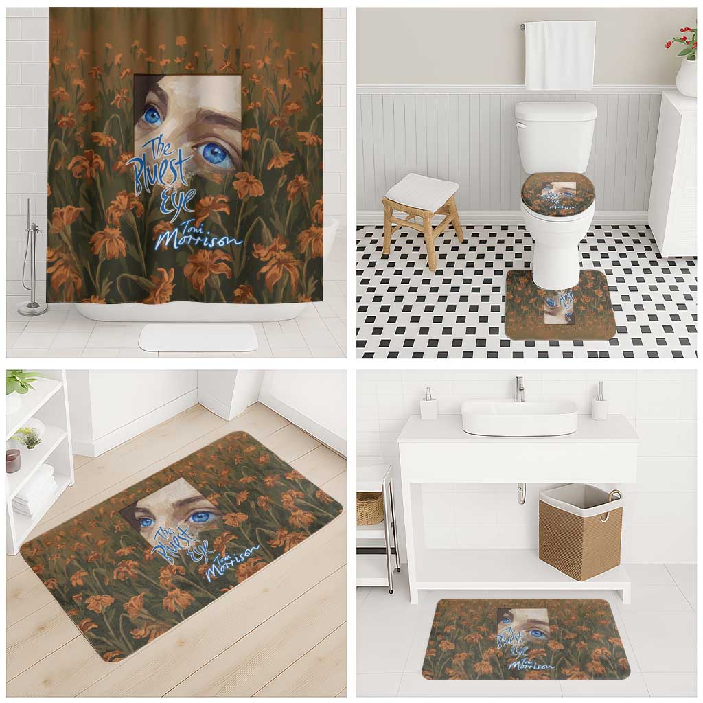 Toni Morrison Bathroom Set Floral Themed Design Featuring The Bluest Eye Cover Art Thought-Provoking Quote - African Pride