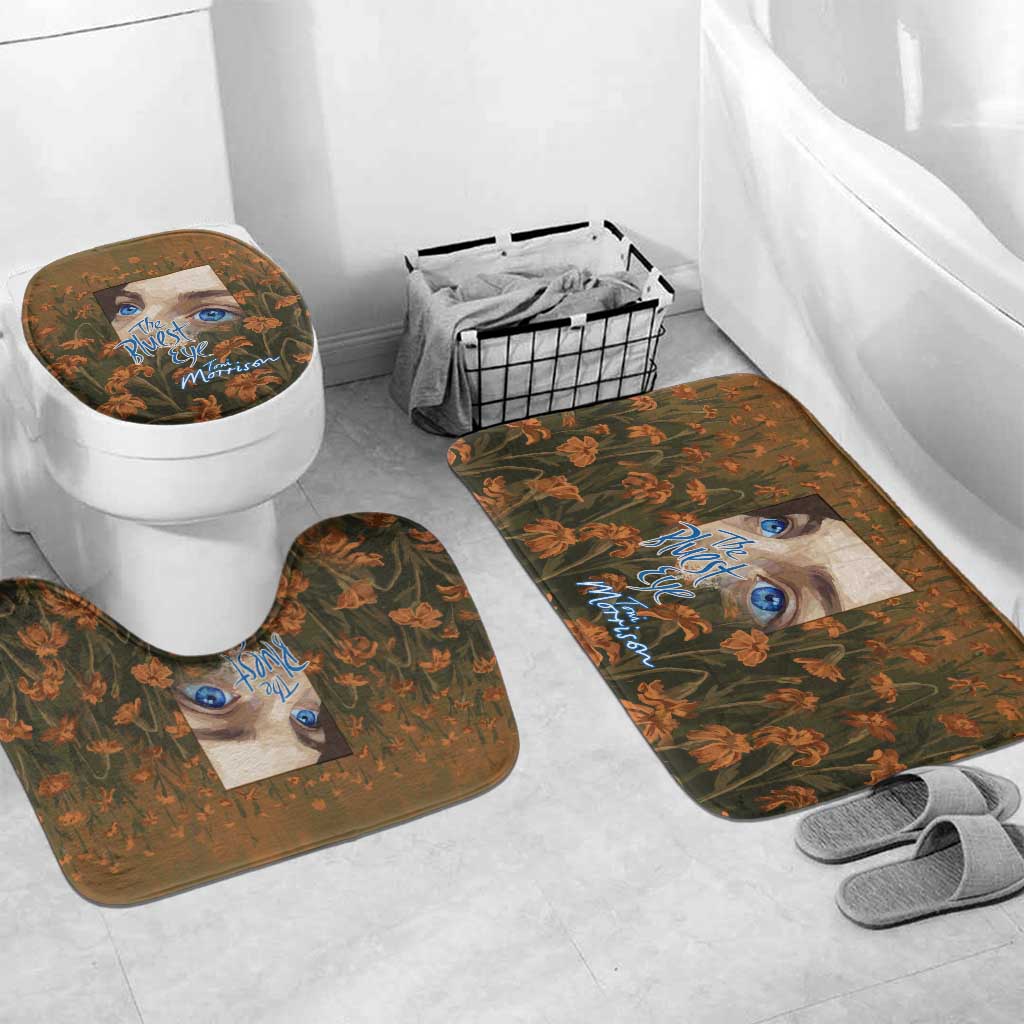 Toni Morrison Bathroom Set Floral Themed Design Featuring The Bluest Eye Cover Art Thought-Provoking Quote - African Pride