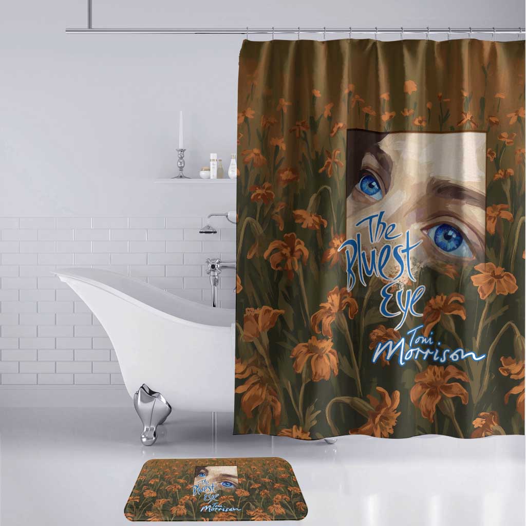 Toni Morrison Bathroom Set Floral Themed Design Featuring The Bluest Eye Cover Art Thought-Provoking Quote - African Pride