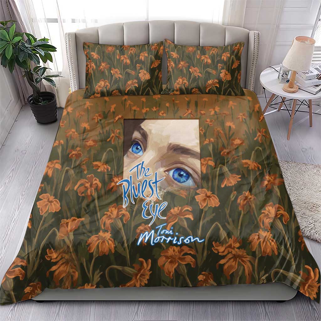 Toni Morrison Bedding Set Floral Themed Design Featuring The Bluest Eye Cover Art Thought-Provoking Quote - African Pride
