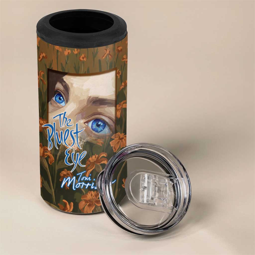 Toni Morrison 4 in 1 Can Cooler Tumbler Floral Themed Design Featuring The Bluest Eye Cover Art Thought-Provoking Quote - African Pride