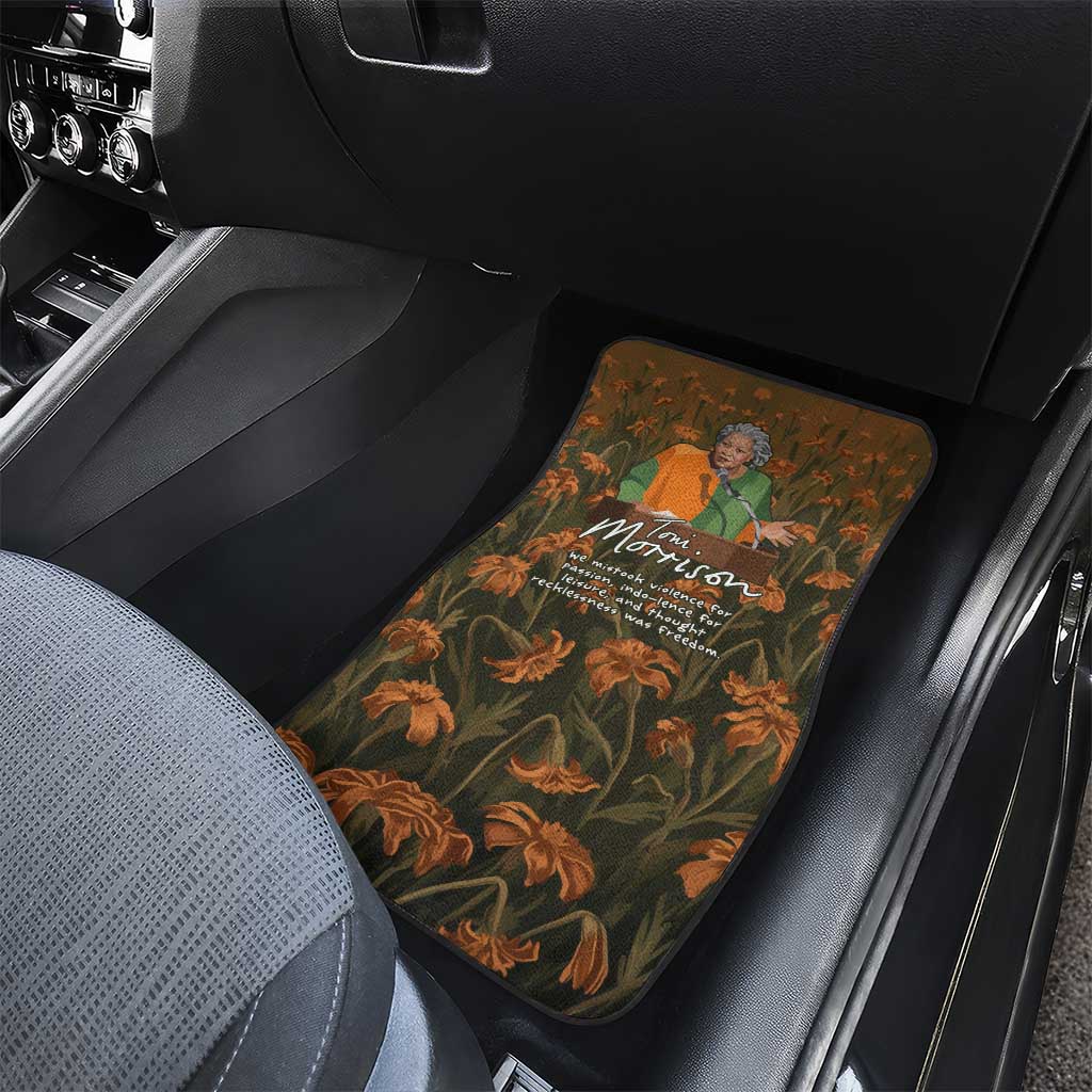 Toni Morrison Car Mats Floral Themed Design Featuring The Bluest Eye Cover Art Thought-Provoking Quote - African Pride