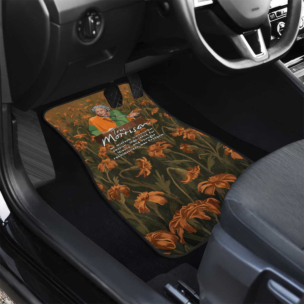 Toni Morrison Car Mats Floral Themed Design Featuring The Bluest Eye Cover Art Thought-Provoking Quote - African Pride