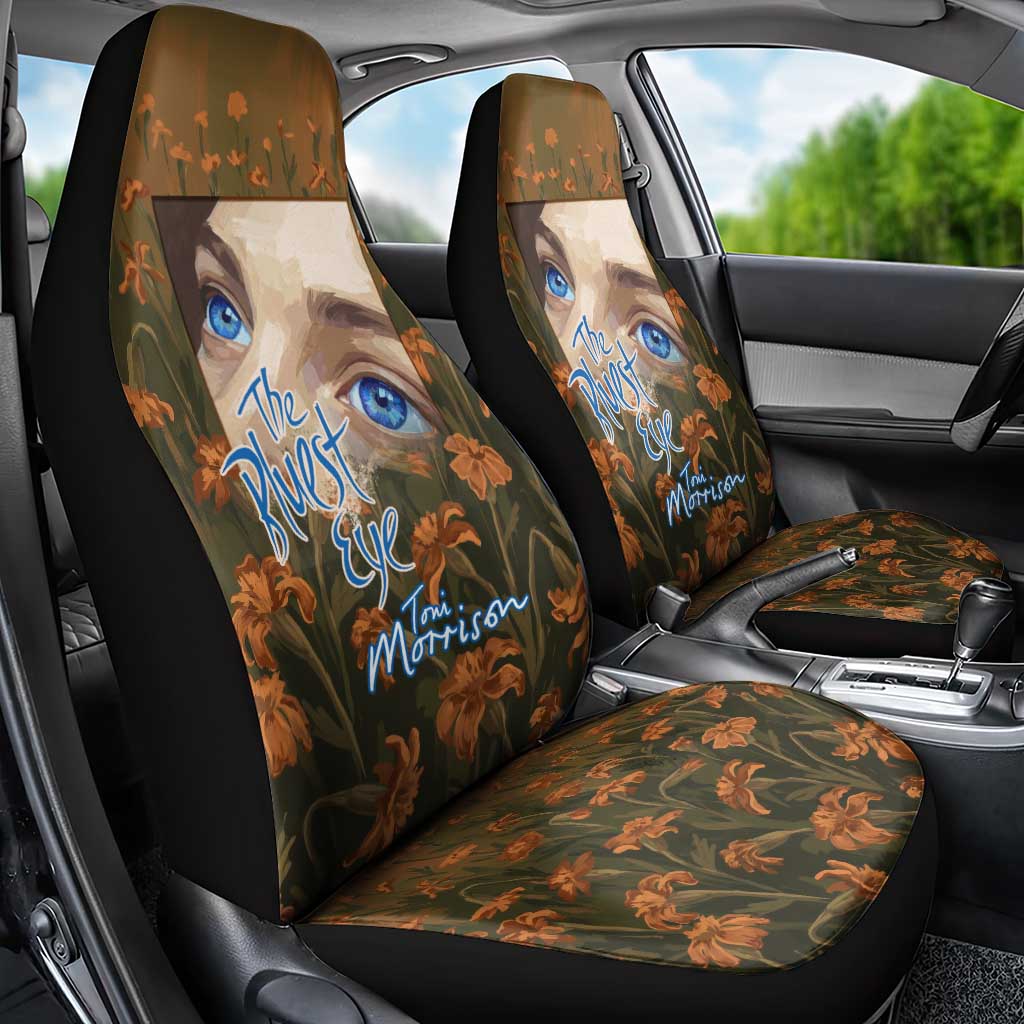 Toni Morrison Car Seat Cover Floral Themed Design Featuring The Bluest Eye Cover Art Thought-Provoking Quote - African Pride