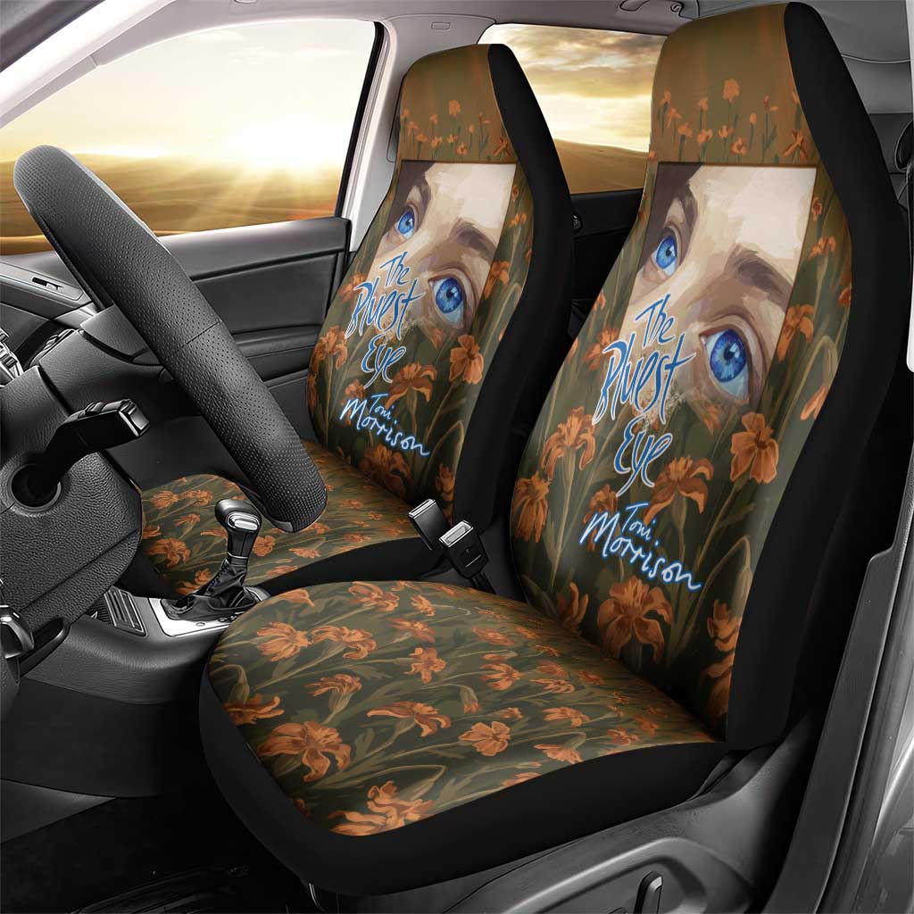 Toni Morrison Car Seat Cover Floral Themed Design Featuring The Bluest Eye Cover Art Thought-Provoking Quote - African Pride
