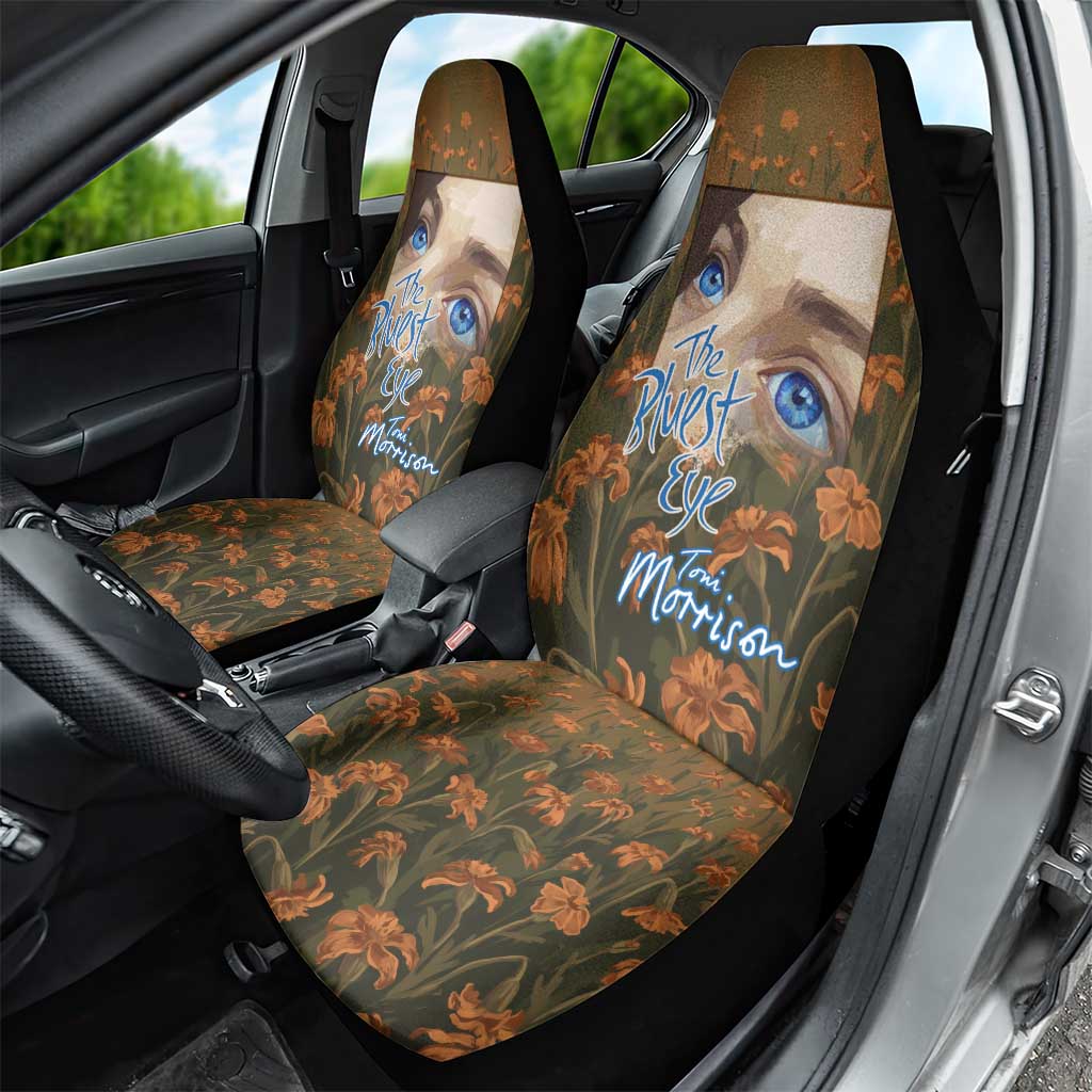Toni Morrison Car Seat Cover Floral Themed Design Featuring The Bluest Eye Cover Art Thought-Provoking Quote - African Pride