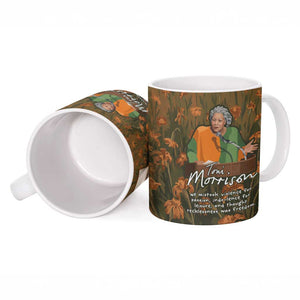 Toni Morrison Ceramic Mug Floral Themed Design Featuring The Bluest Eye Cover Art Thought-Provoking Quote - African Pride