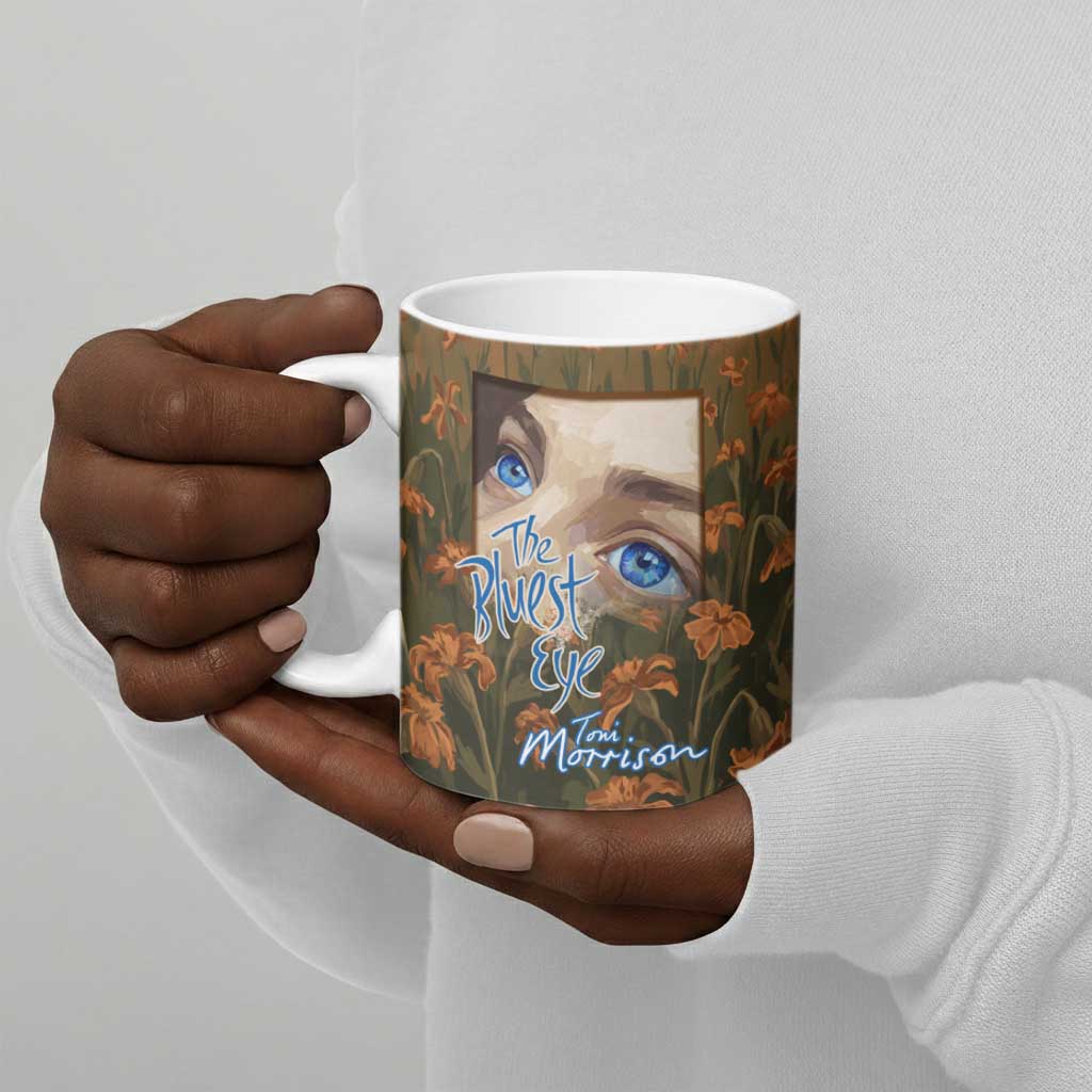 Toni Morrison Ceramic Mug Floral Themed Design Featuring The Bluest Eye Cover Art Thought-Provoking Quote - African Pride