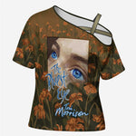 Toni Morrison Cross Shoulder Shirt Floral Themed Design Featuring The Bluest Eye Cover Art Thought-Provoking Quote - African Pride