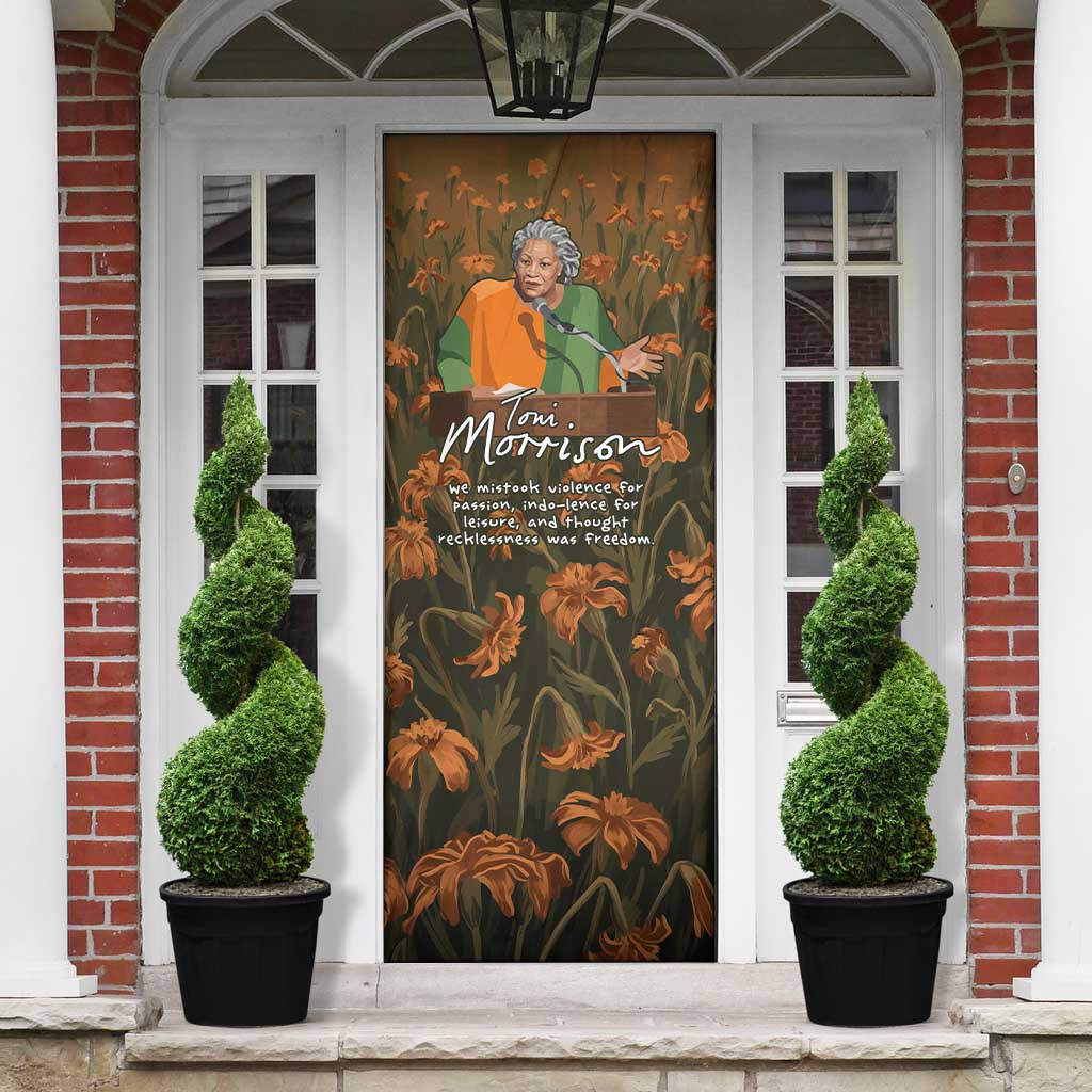 Toni Morrison Door Cover Floral Themed Design Featuring The Bluest Eye Cover Art Thought-Provoking Quote - African Pride