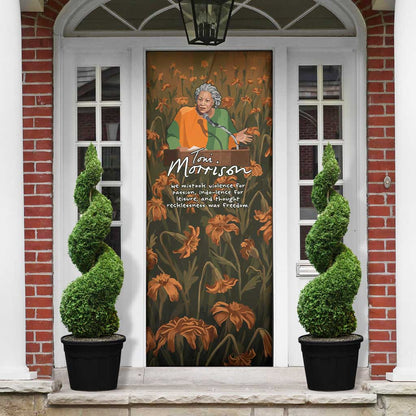 Toni Morrison Door Cover Floral Themed Design Featuring The Bluest Eye Cover Art Thought-Provoking Quote - African Pride