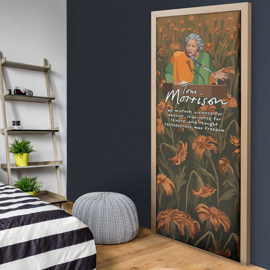 Toni Morrison Door Cover Floral Themed Design Featuring The Bluest Eye Cover Art Thought-Provoking Quote - African Pride