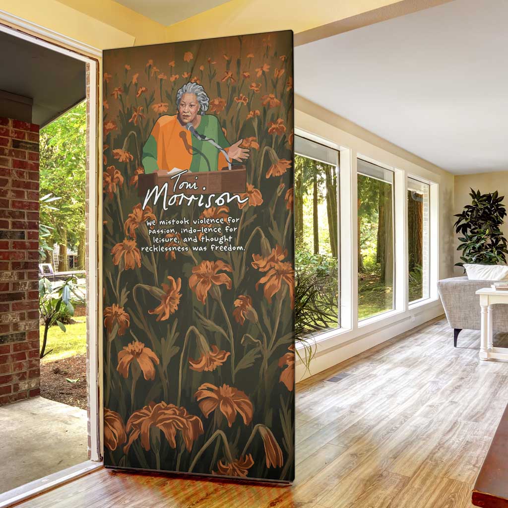 Toni Morrison Door Cover Floral Themed Design Featuring The Bluest Eye Cover Art Thought-Provoking Quote - African Pride
