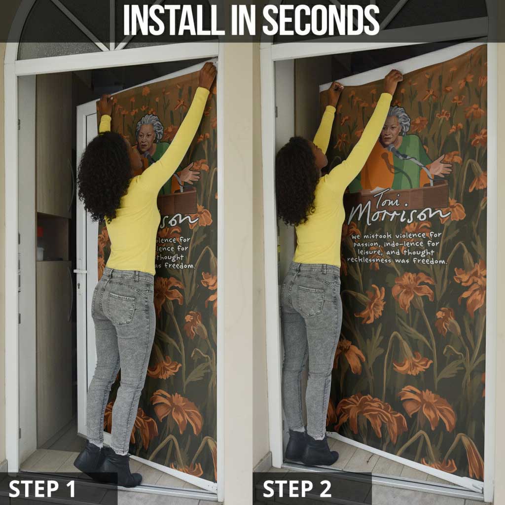 Toni Morrison Door Cover Floral Themed Design Featuring The Bluest Eye Cover Art Thought-Provoking Quote - African Pride