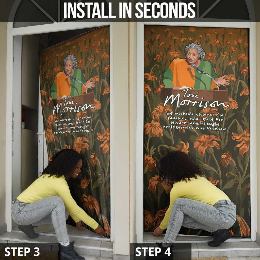 Toni Morrison Door Cover Floral Themed Design Featuring The Bluest Eye Cover Art Thought-Provoking Quote - African Pride