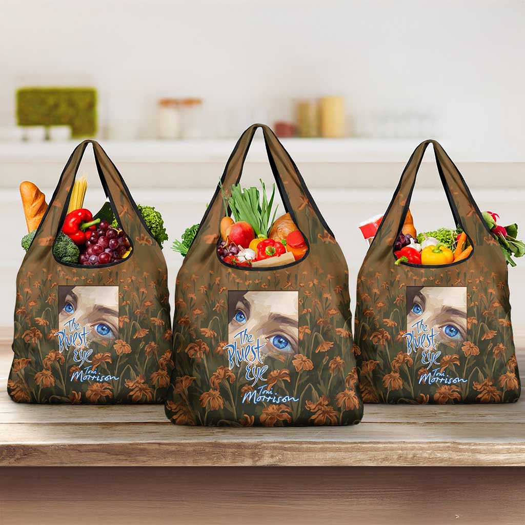 Toni Morrison Grocery Bag Floral Themed Design Featuring The Bluest Eye Cover Art Thought-Provoking Quote - African Pride
