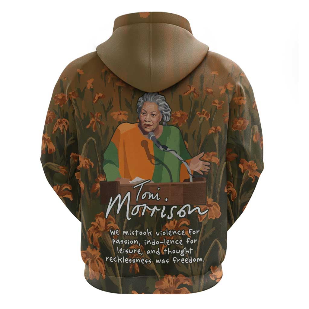 Toni Morrison Hoodie Floral Themed Design Featuring The Bluest Eye Cover Art Thought-Provoking Quote - African Pride